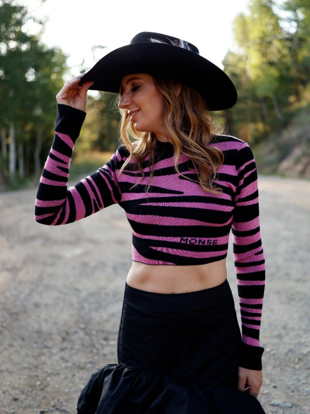 Monse Zebra Cropped Sweater Pink Black Open Back Merino Wool Knit XS
